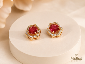 Hexagon Crystal Stud Earrings