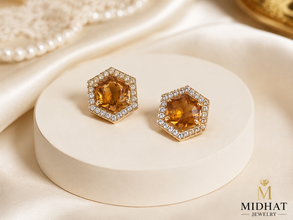 Hexagon Crystal Stud Earrings